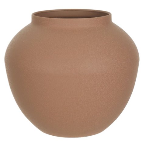 Vaso Metal Decorativo Texturizado 18cm Marrom Florarte Flor Arte