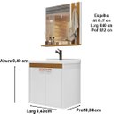 Ver imagem 5 de Kit Banheiro Palas Madrid Balcão Cuba e Espelho Cor Branco / Nature - Comprar Móveis em Casa