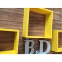 Ver imagem 3 de Nicho 3 Peças Amarelo Gema Mdf Laca 15mm Para Decoração