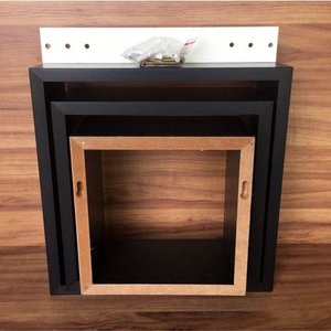 Kit Trio De Nichos Mdf 15mm Preto Tx, Quadrinhos Para Enfeit