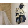 Nicho Colmeia Hexagonal 6 Peças Branco E Azul Ou +cores Mdf - 8