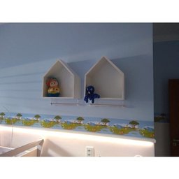 2 Nichos Casinha Porta Fraldas Com Varão 40x45x20cm Branco - 7