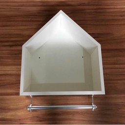 2 Nichos Casinha Porta Fraldas Com Varão 40x45x20cm Branco - 5