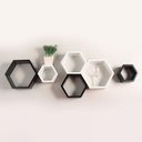 Ver imagem 5 de Kit De Nichos 6 Peças Sestavado Colmeia Branco E Preto Mdf