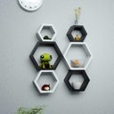 Ver imagem 1 de Kit De Nichos 6 Peças Sestavado Colmeia Branco E Preto Mdf