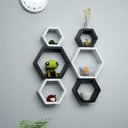 Ver imagem 4 de Kit De Nichos 6 Peças Sestavado Colmeia Branco E Preto Mdf