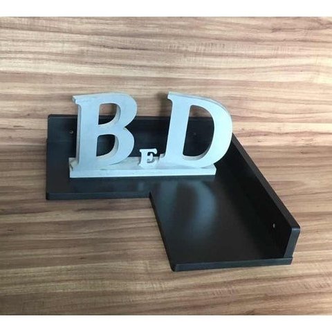 Kit Com 3 Nichos Prateleira Em L De Canto Preto Mdf 15mm