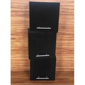 Trio Armário Nicho Para Banheiro 30x30x20cm Mdf 15mm Pretotx