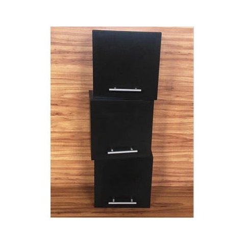 Trio Armário Nicho Para Banheiro 30x30x20cm Mdf 15mm Pretotx