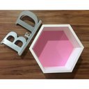Ver imagem 1 de Trio De Nichos Hexagonal Favo Mdf Branco Com Fundo Colorido