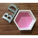 Ver imagem 2 de Trio De Nichos Hexagonal Favo Mdf Branco Com Fundo Colorido