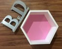 Ver imagem 7 de Trio De Nichos Hexagonal Favo Mdf Branco Com Fundo Colorido
