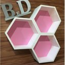 Ver imagem 5 de Trio De Nichos Hexagonal Favo Mdf Branco Com Fundo Colorido