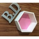 Ver imagem 3 de Trio De Nichos Hexagonal Favo Mdf Branco Com Fundo Colorido
