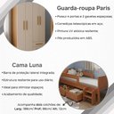Ver imagem 6 de Conjunto Quarto Infantil Cama Luna Plus Nature com Colchão + Guarda-Roupa Paris - Cedro/Off White
