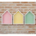 Ver imagem 2 de Trio De Nicho Casinha Com Fundo Colorido 40x45x15cm Mdf