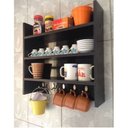 Ver imagem 2 de Nicho Com Prateleira Para Cozinha E Afins Preto Com Ganchos