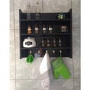 Ver imagem 1 de Nicho Com Prateleira Para Cozinha E Afins Preto Com Ganchos