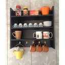 Ver imagem 3 de Nicho Com Prateleira Para Cozinha E Afins Preto Com Ganchos
