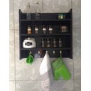 Ver imagem 4 de Nicho Com Prateleira Para Cozinha E Afins Preto Com Ganchos