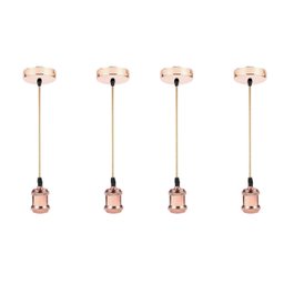 Kit 4 Lustre Pendentes Luminária Vintage Metal Rose - 1
