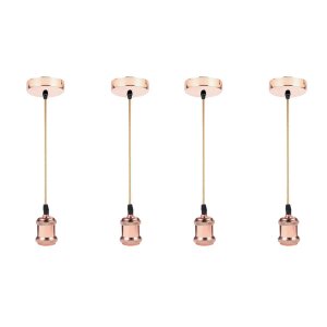 Kit 4 Lustre Pendentes Luminária Vintage Metal Rose