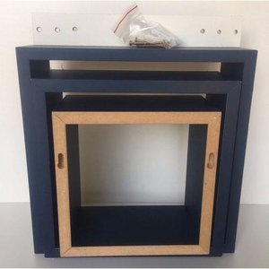 Kit Trio De Nichos Mdf Azul Marinho E Vermelho Quadrinhos