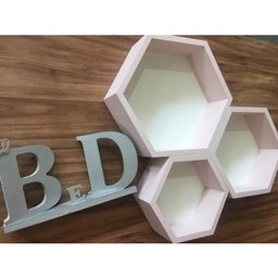 Nicho Colmeia Hexagonal Com Fundo 3 Unidades Quarto Infantil - 4