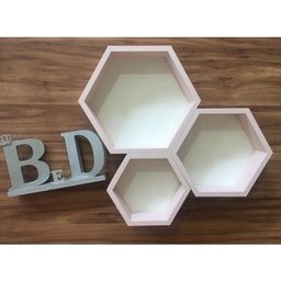 Nicho Colmeia Hexagonal Com Fundo 3 Unidades Quarto Infantil - 5