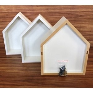 Nicho Em Formato De Casinha 3 Peças Com Fundo 32x25x10cm Bco