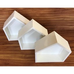 Nicho Em Formato De Casinha 3 Peças Com Fundo 32x25x10cm Bco - 2