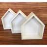Nicho Em Formato De Casinha 3 Peças Com Fundo 32x25x10cm Bco - 3