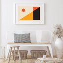 Ver imagem 2 de Quadro Geométrico Laranja Preto Amarelo - 60x48cm:madeira Preta