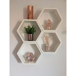 Nicho Colmeia Hexagonal 4 Peças Mdf 15mm Brancotx Decoração - 4