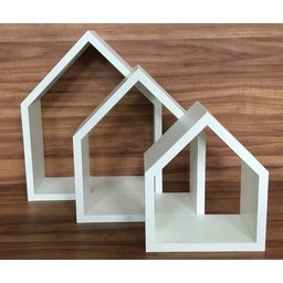 Kit De Nicho De Casinha 3 Peças Sem Fundo Mdf 15mm Brancotx - 3
