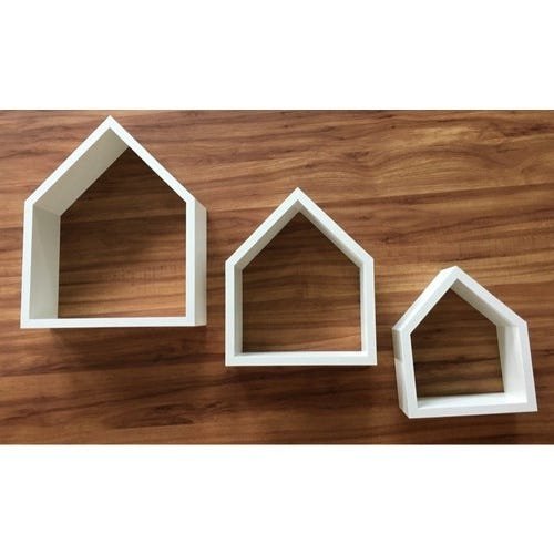 Kit De Nicho De Casinha 3 Peças Sem Fundo Mdf 15mm Brancotx - 5