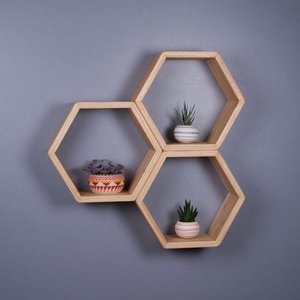 Trio de Nicho Hexagonal Sextavado Cru para Pintura 15cm Prof