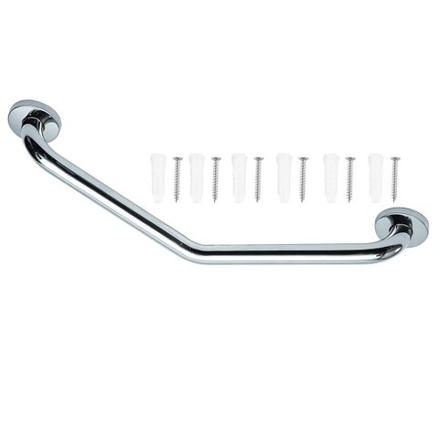 Barra Alça De Apoio Angular Inox 25cm Acessibilidade Idoso Gestante Box Banheiro Vaso Previne Queda 