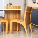 Ver imagem 3 de Cadeira de Jantar Estofada Lisboa Madeira Maciça Mel Impermeável Caramelo L85 RMI