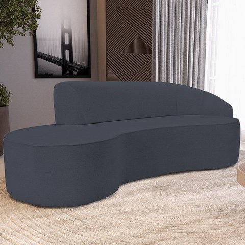 Sofá 5 Lugares Curvo Sala de Estar Living Firenze Direito D02 Linho Chumbo 300 cm D-465 - Lyam