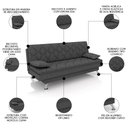 Ver imagem 3 de Sofá Cama para Sala de Estar Quarto 193cm Bela M22 Linho Grafite - Mpozenato