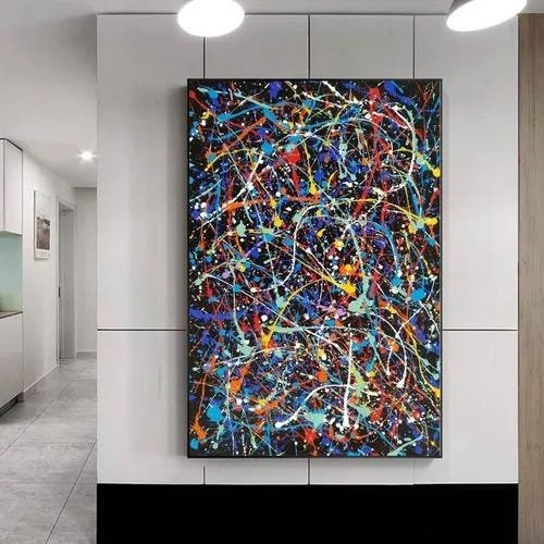 Pintura Abstrata Grande Grande Tela Quadro Pollock - 3