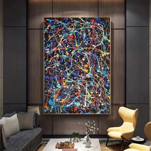 Pintura Abstrata Grande Grande Tela Quadro Pollock - 1