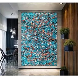 Quadro Pintado A Mão Pollock Original Vertical - 1
