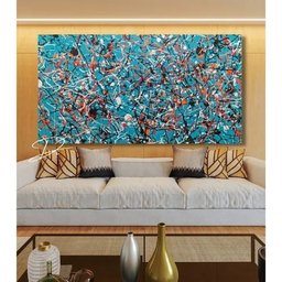 Quadro Pintado A Mão Pollock Original Vertical - 3