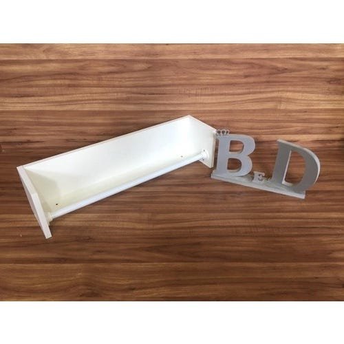 Prateleira Porta Fraldas Com Varão Branco Em Mdf 15mm Branco - 4