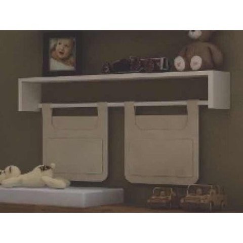 Prateleira Porta Fraldas Com Varão Branco Em Mdf 15mm Branco