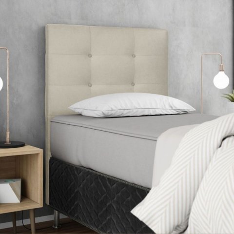 Cabeceira Estofada Cama Box Solteiro 90 Cm Atena Suede:suede Bege