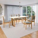 Ver imagem 1 de Conjunto Sala de Jantar Lina em Madeira Maciça 6 Cadeiras Boucle Cinza