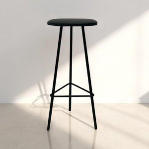 Banqueta Retro Alta Ferro Industrial Assento Peroba 70cm Cor:estofado
